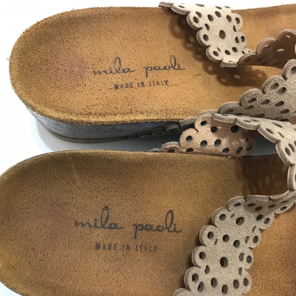 Mia Paoli Thong Sandals Leather Velour